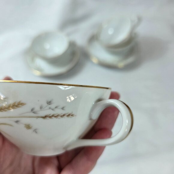 FOUR Fine China of Japan Golden Harvest Cup & Saucer Sets Gold Wheat Sprays - Picture 6 of 15